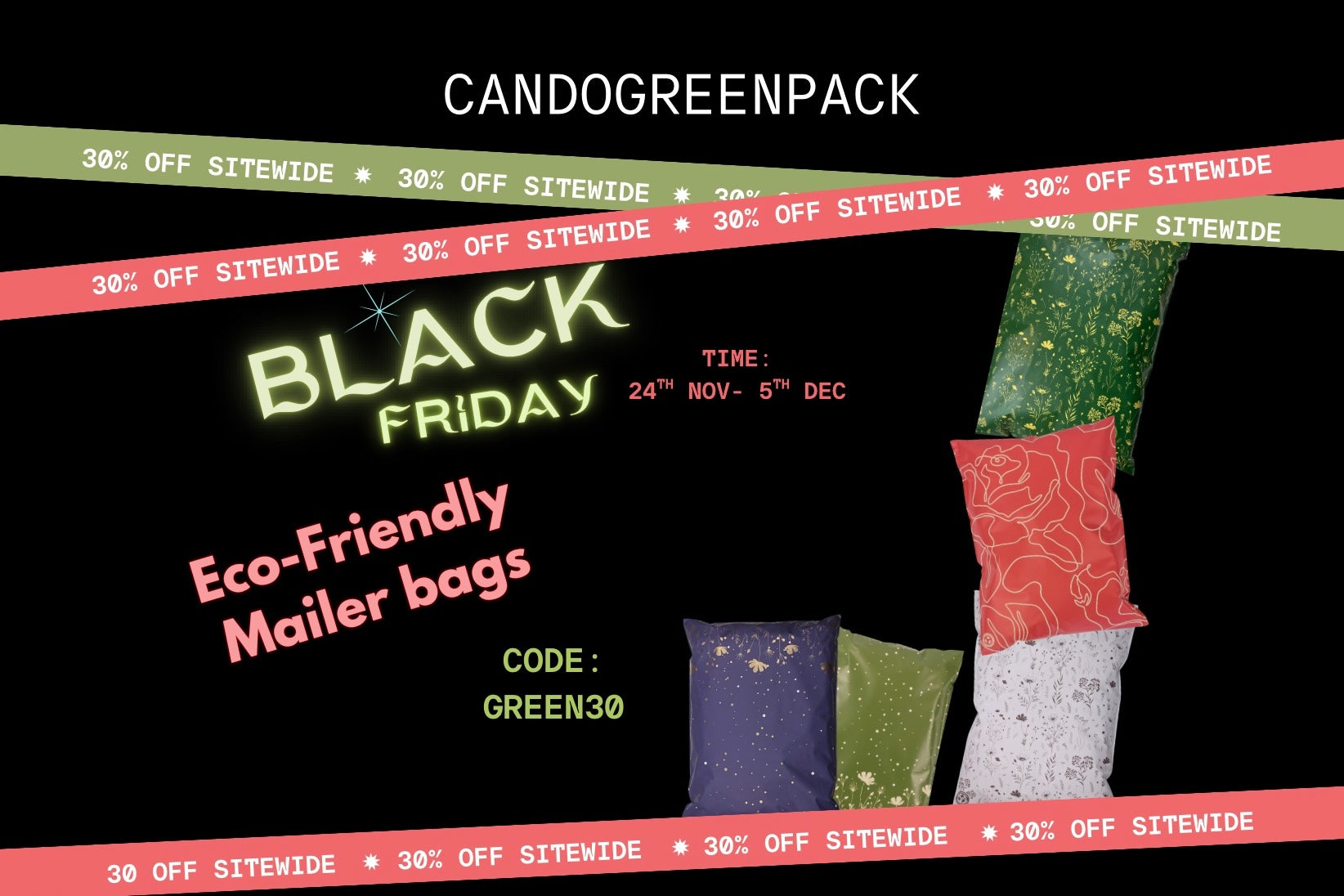 Black friday for eco- friendly mailer bag in candogreenpack