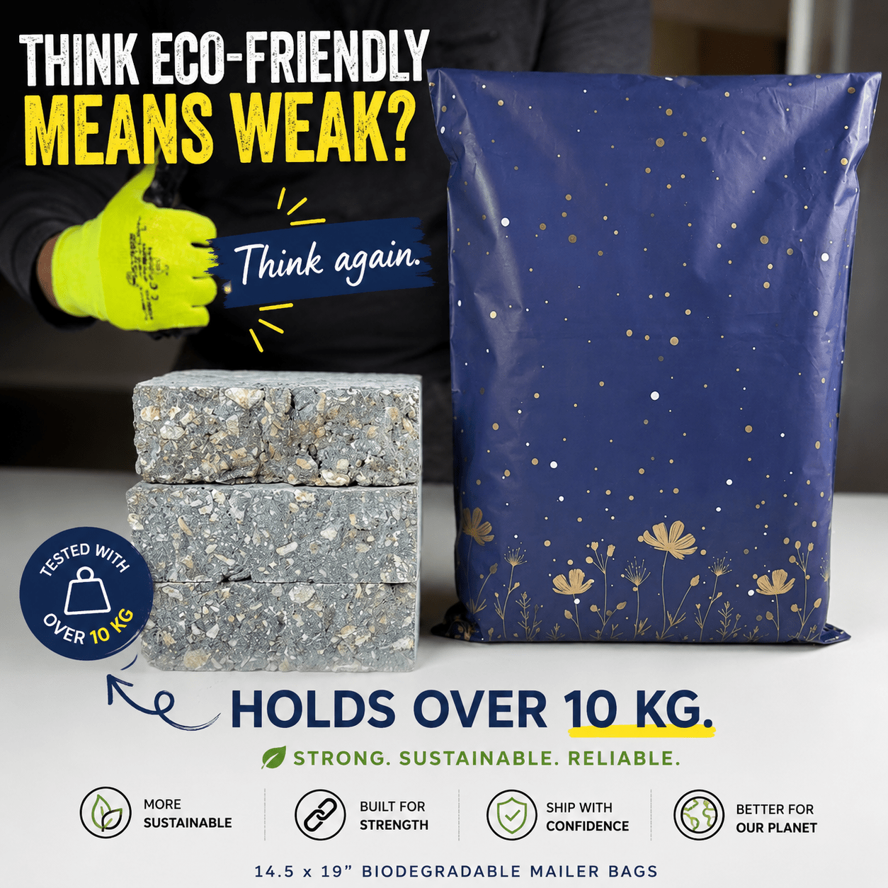 Eco-friendly Midnight Bloom waterproof shipping mailers for large packages